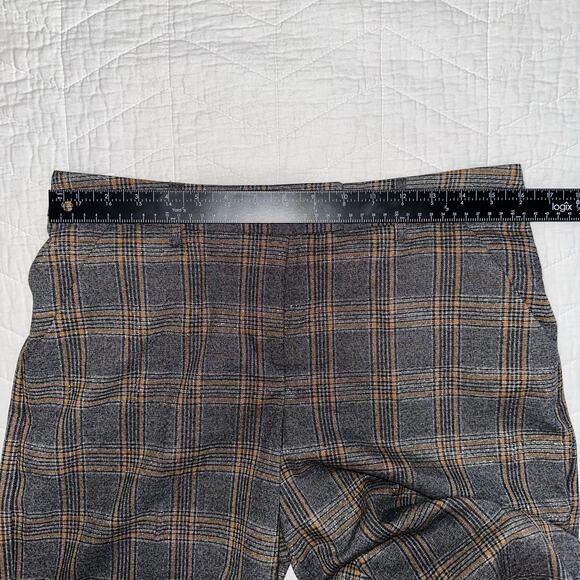 Express Editor Women's Metallic Plaid Trouser Pants Gray Brown Gold Size 8 - Picture 11 of 13